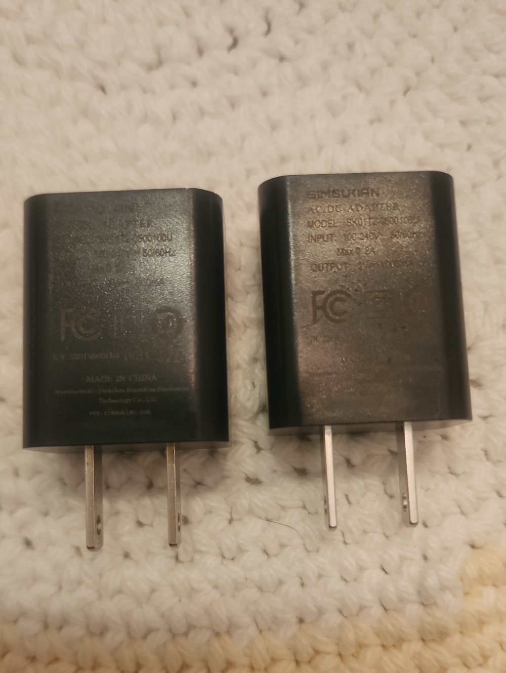 2 Pack Of Black USB Wall Charger Adapter - Universal Cell Phone Chargers